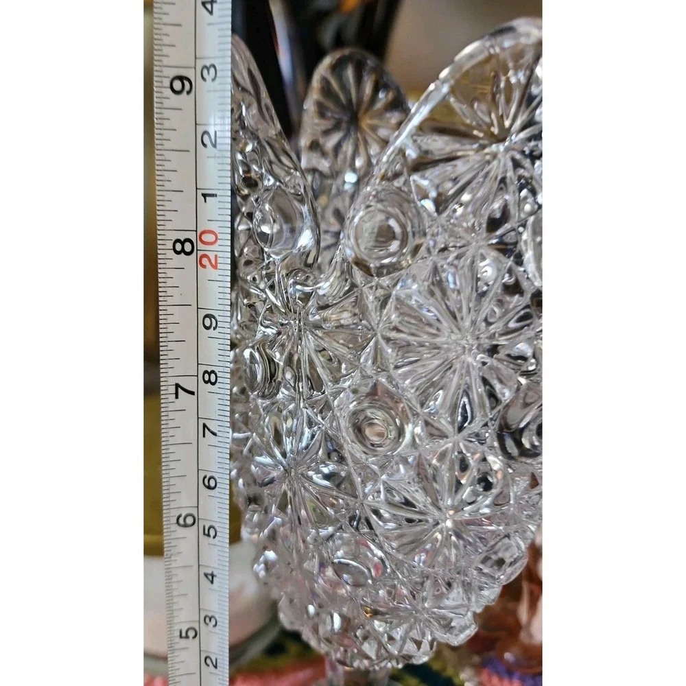 Antique ELSON Glass EAPG tulip-shaped pedestal vase Daisy & Button Pattern